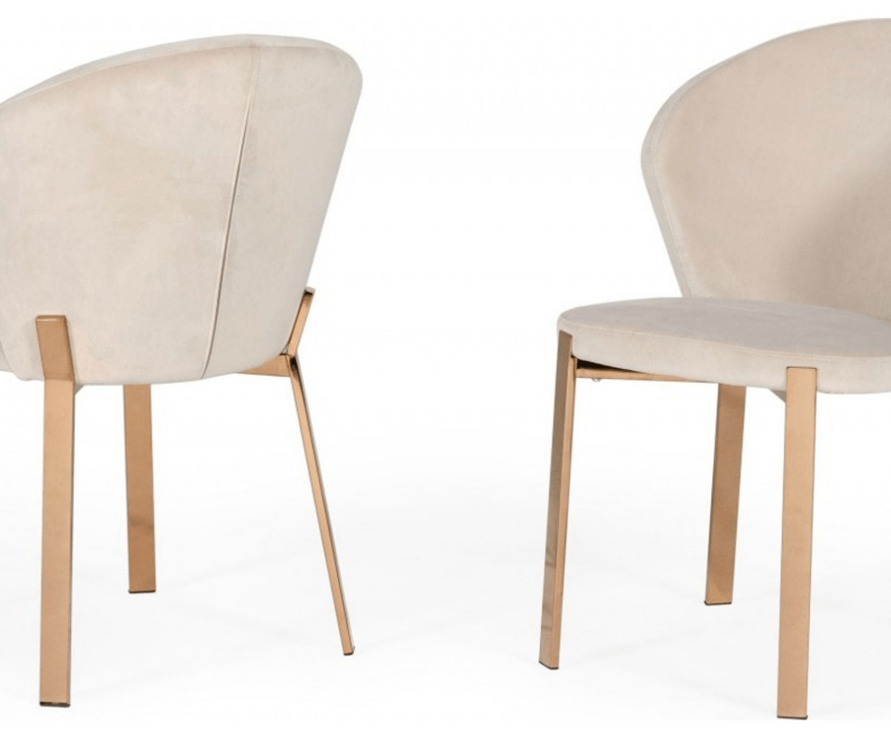 Beige Velvet Rosegold Dining Chair   Contemporary   Dining Chairs   by HomeRoots  Houzz