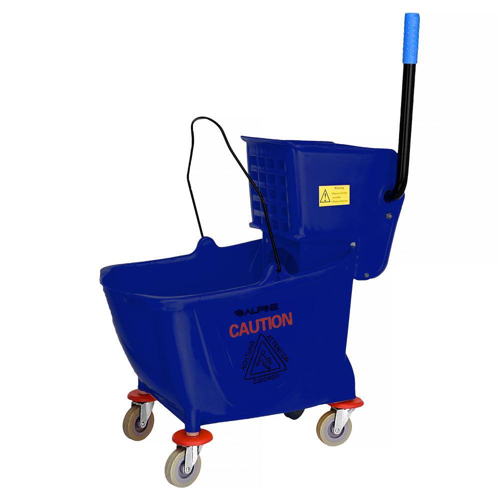 Alpine Industries 36 Qt. Mop Bucket with Side Press Wringer in Blue 462-BLU