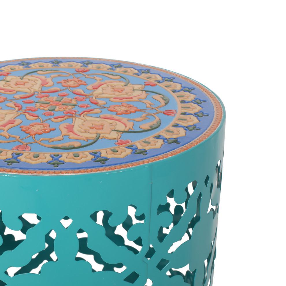 Will Indoor Lace Cut Side Table With Tile Top   Mediterranean   Side Tables And End Tables   by GDFStudio  Houzz