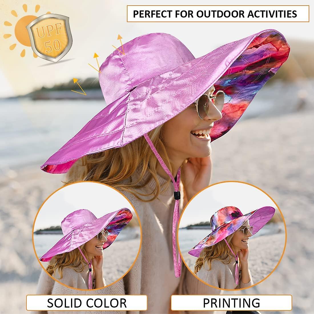 Outdoor Sun Hat Bucket Hats For Women， Foldable Sun Protection Wide Brim Sun Hats Beach Hat Quick-dry Upf 50+