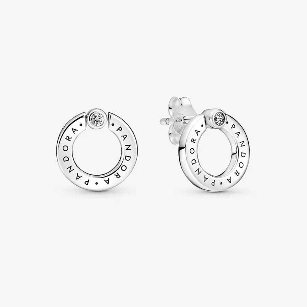 PANDORA  Pavé & Logo Circle Reversible Stud Earrings