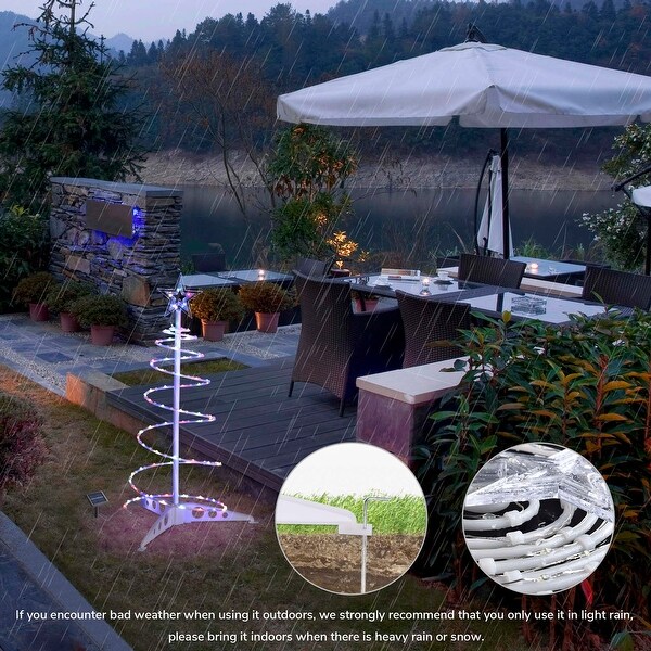 Yescom 2Ft LED Christmas Spiral Light with Star Finial Solar Panel New Year Decoration