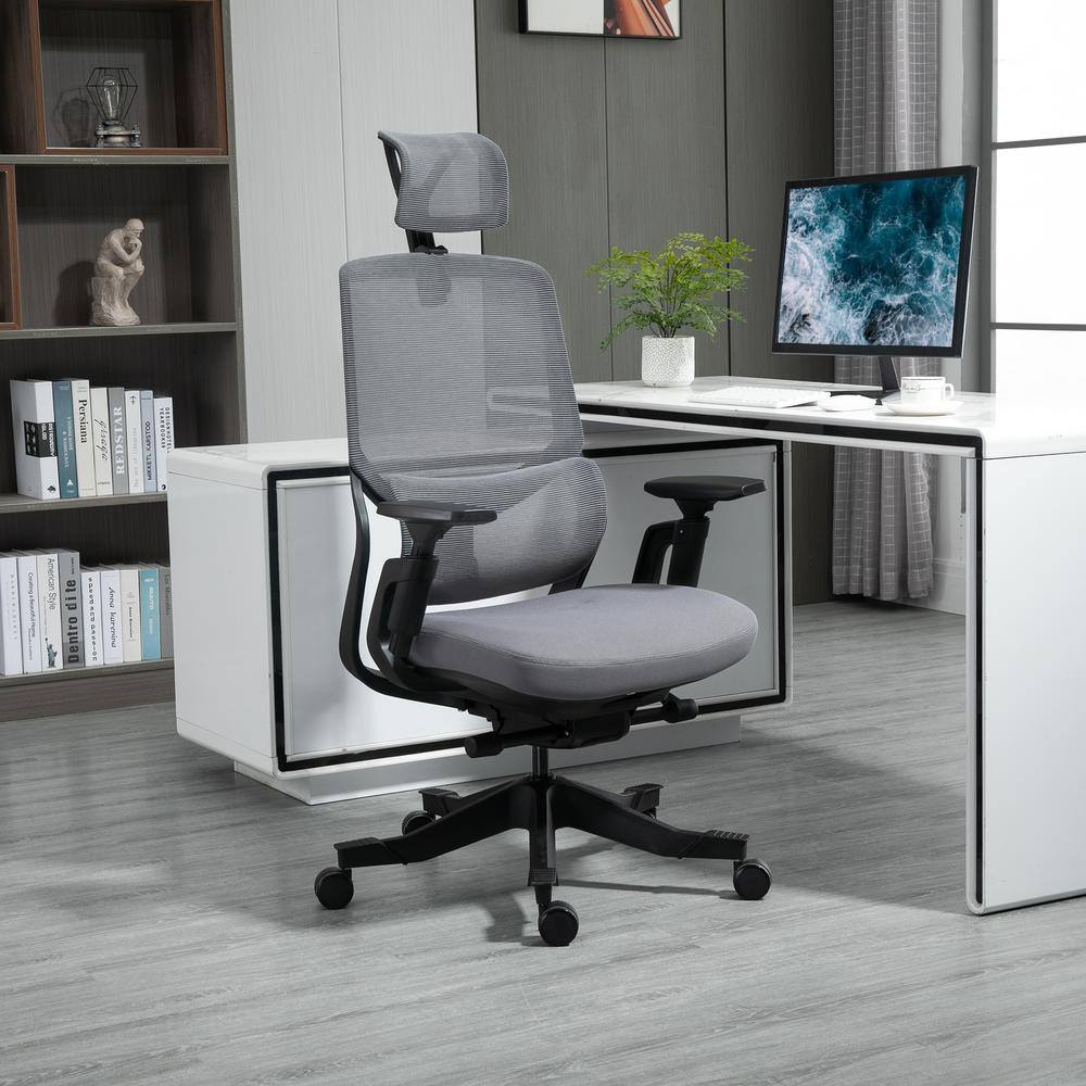 Vinsetto Grey Mesh Ergonomic Mesh Desk Office Chair with Arms 921-532