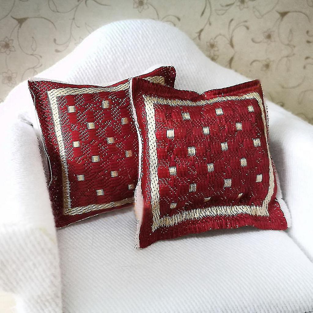 1/12 Scale Red Pillow Cushion For Doll House Sofa Couch Miniature Bedroom Furniture Accessories Deco