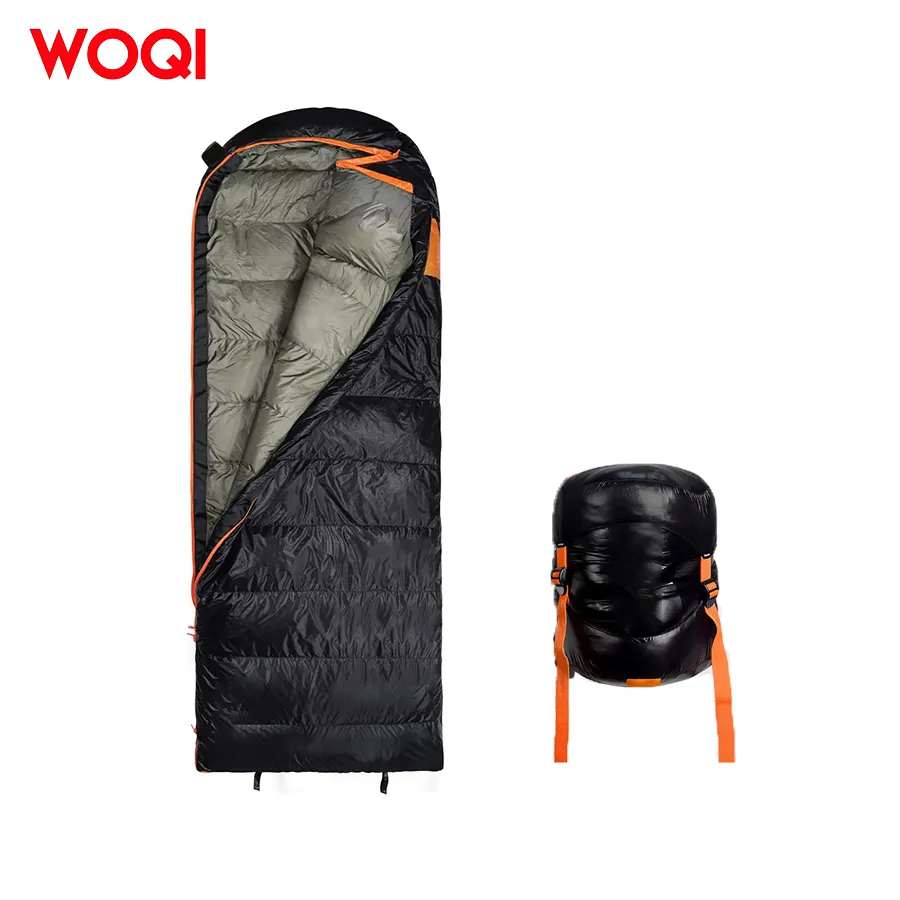 WOQI lightweight and compact down sleeping bag suitable for cold weather  suitable for backpacking  camping  and hiking