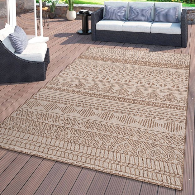 World Rug Gallery Contemporary Geometric Bohemian Textured Flat Weave Indoor outdoor Area Rug