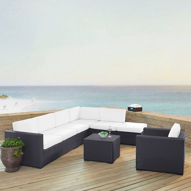 Biscayne 6pc Outdoor Wicker Sectional Set White Crosley