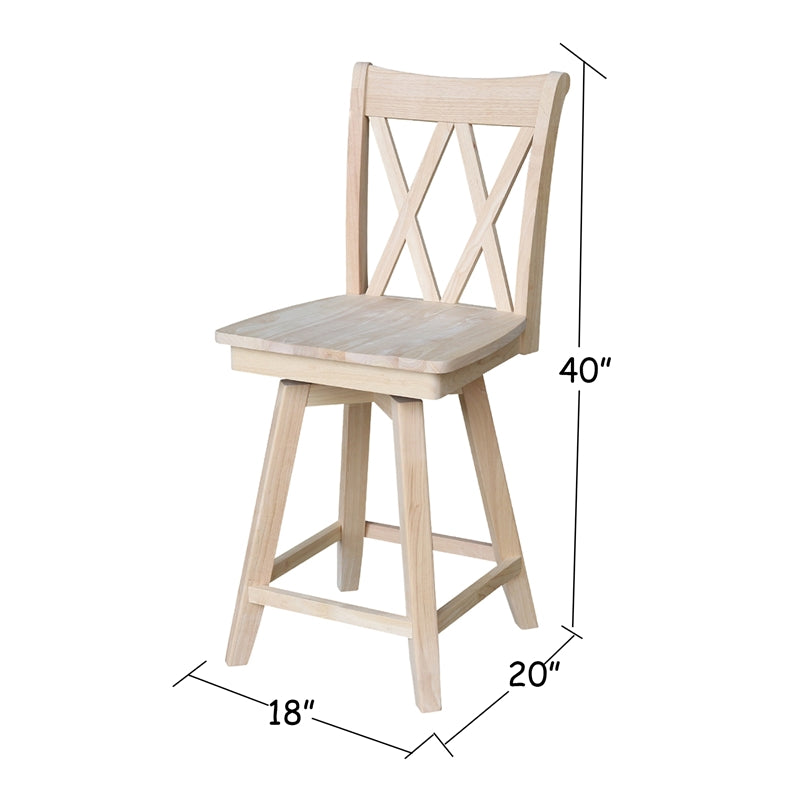 International Concepts Double X Back Counter Stool， 24， Swivel