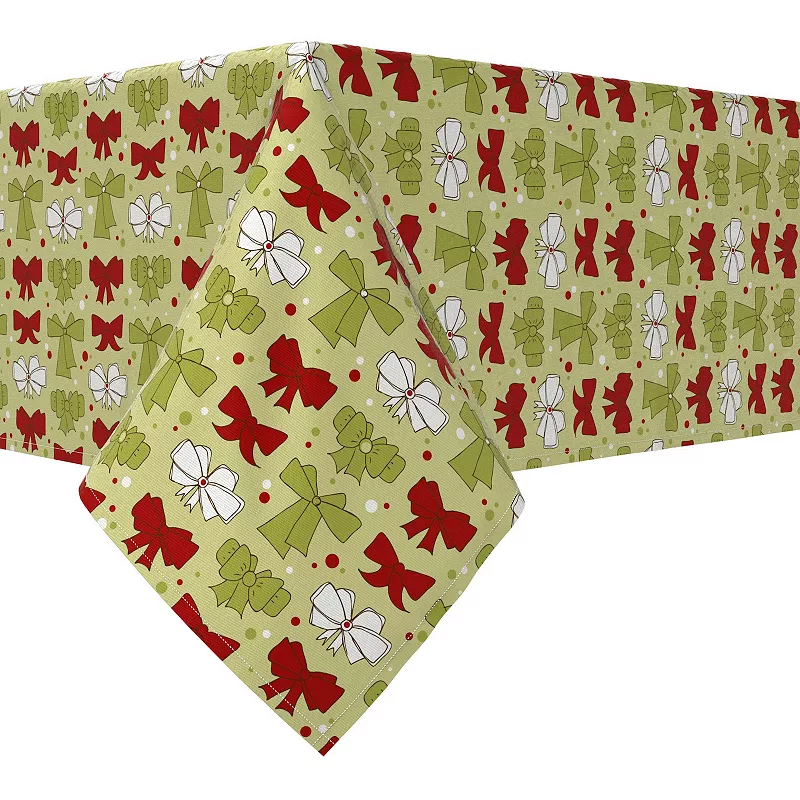 Rectangular Tablecloth， 100% Cotton， 52x120， Christmas Bows