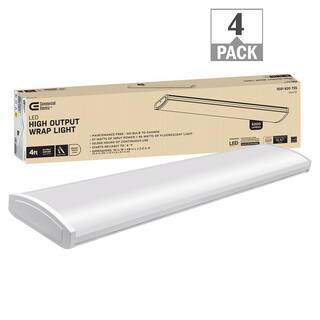 Commercial Electric 4 ft. 5200 Lumens LED Wraparound Light Garage Light Shop Light Office Warehouse 120-277v 4000K Bright White (4-Pack) 54677691-4PK