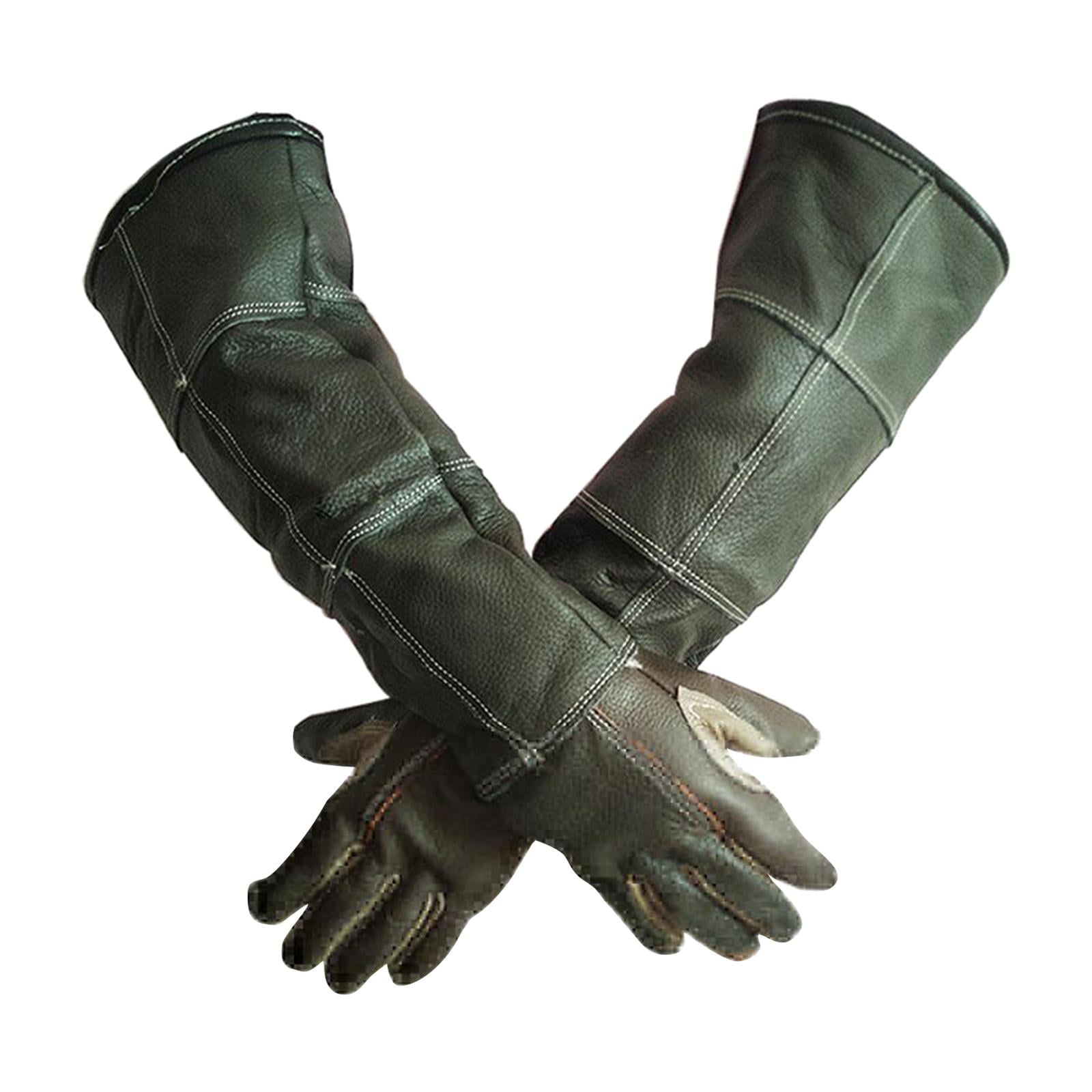 Long Leather Animal Handling Gloves Protect Scratch