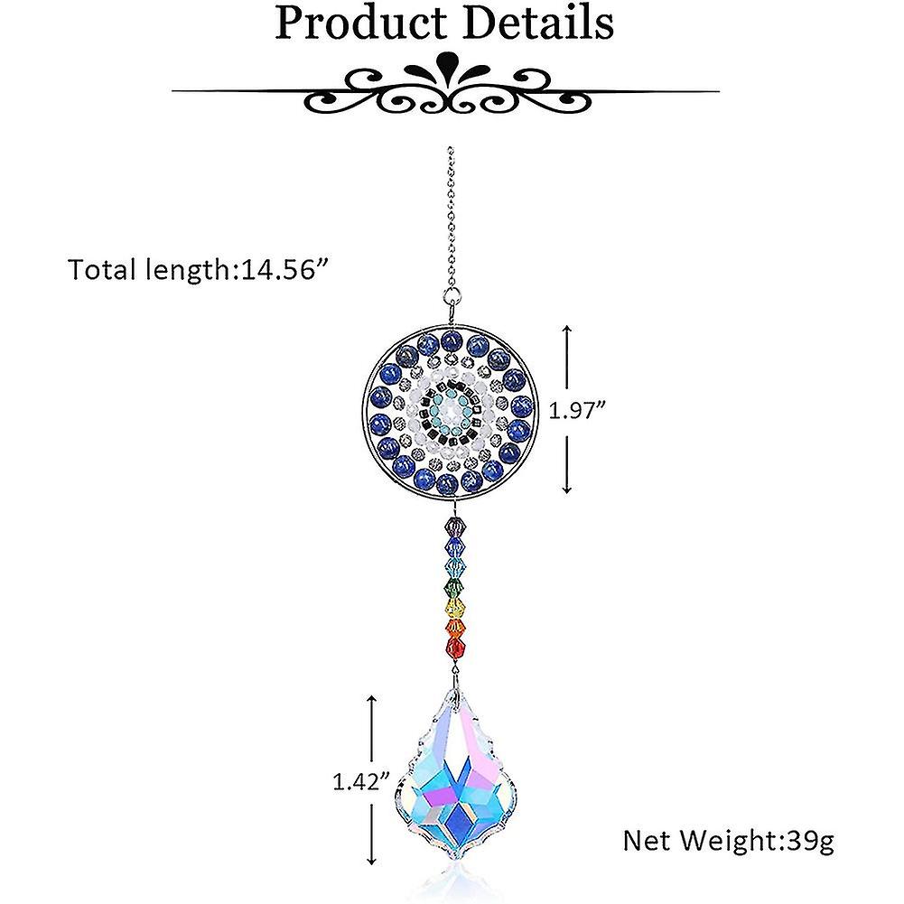 7 Chakra Crystal Suncatcher Round Crystals Bead Pendant Hanging，d