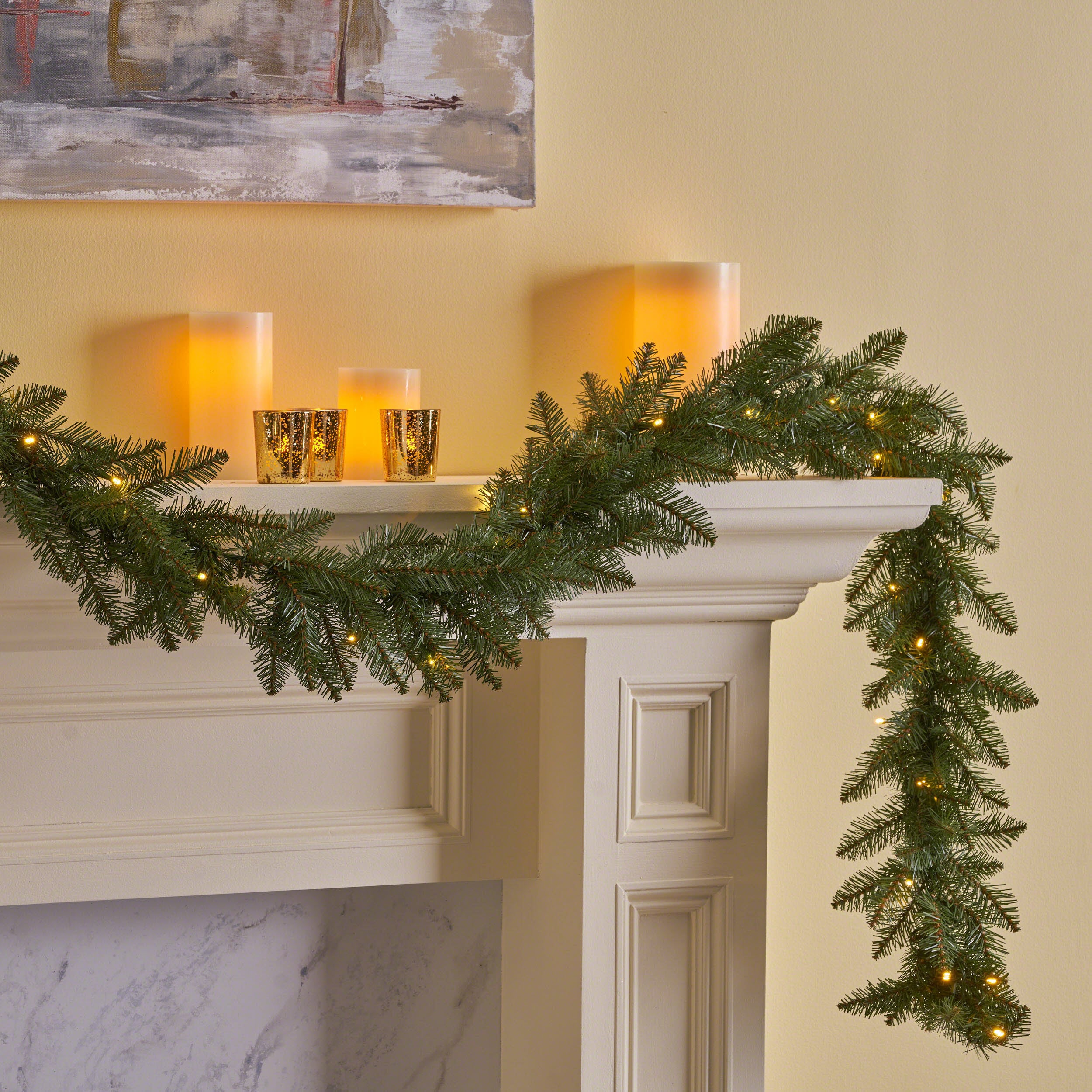 9-foot Fraser Fir Pre-Lit Warm White LED Artificial Christmas Garland