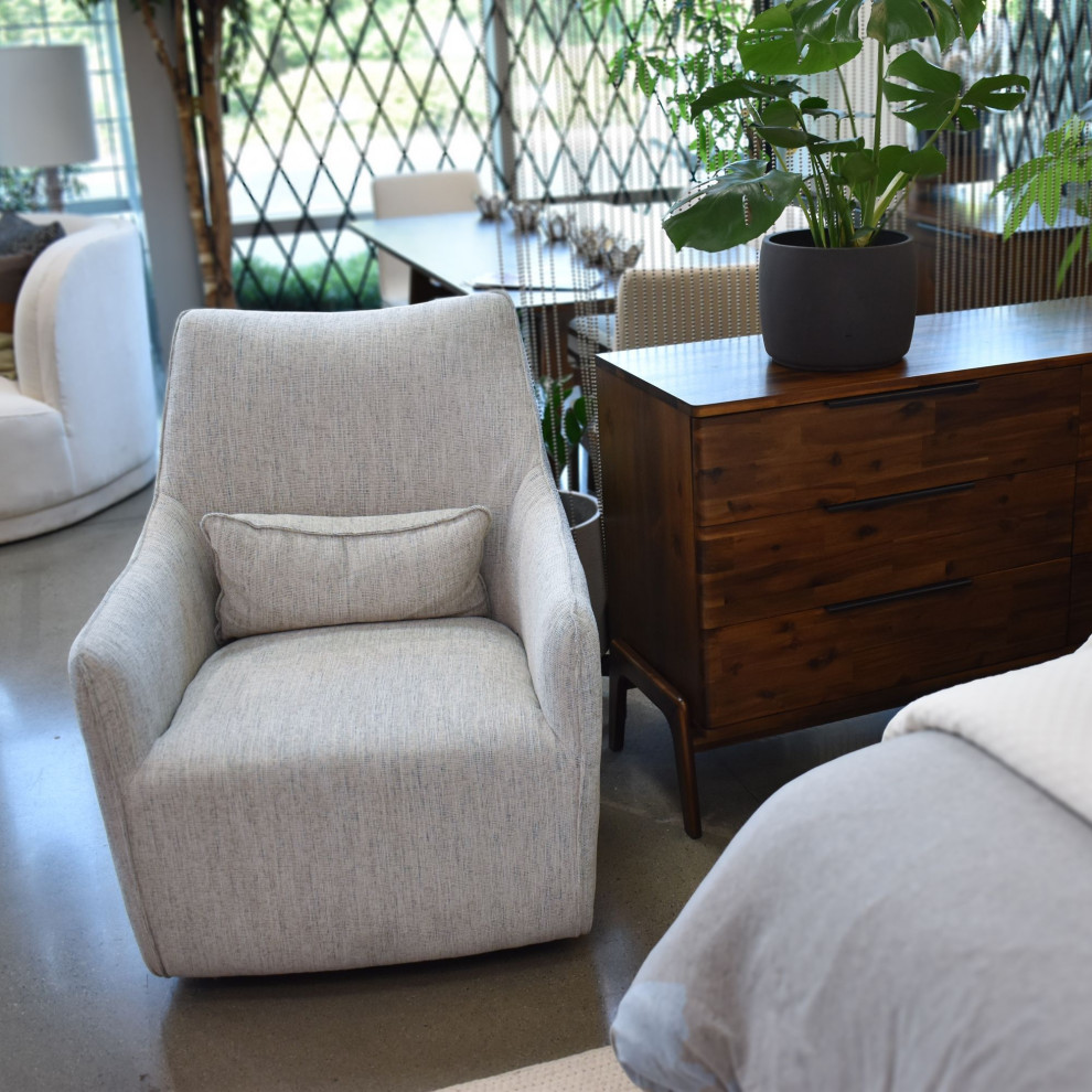 Kenneth Swivel Chair  Woven Linen   Transitional   Armchairs And Accent Chairs   by LH Imports  Houzz