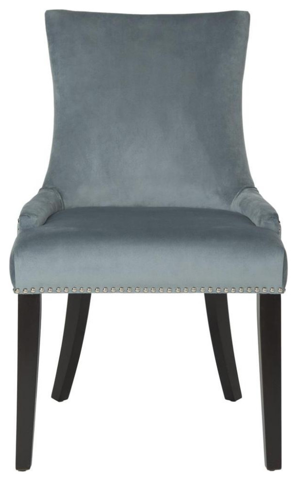 De De 19  x27 x27h Dining Chair set of 2 Silver Nail Heads Blue   Transitional   Dining Chairs   by Peachtree Fine Furniture  Houzz