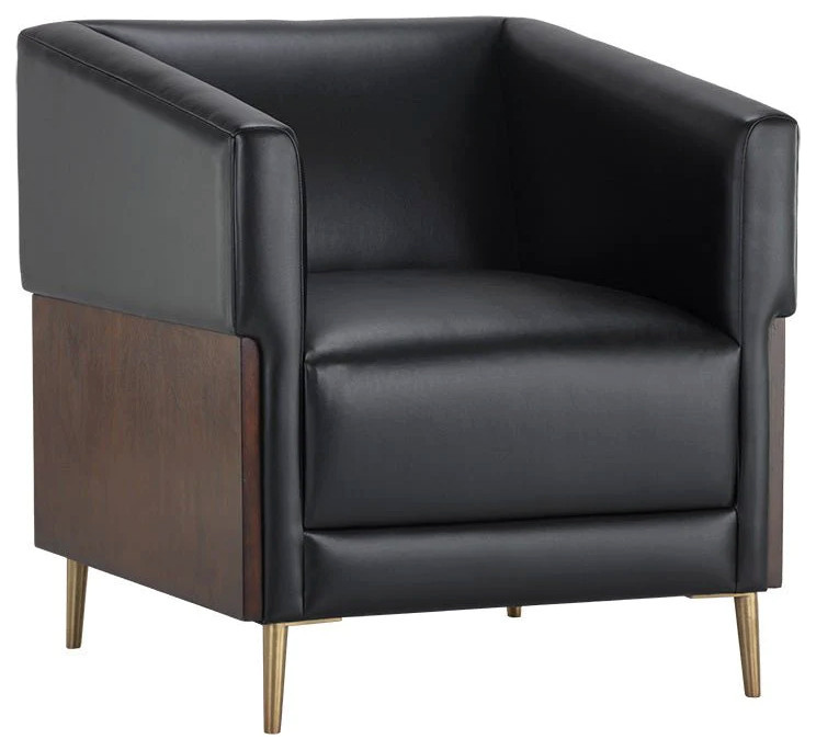 Nellis Lounge Chair  Castillo Black   Midcentury   Armchairs And Accent Chairs   by Peachtree Fine Furniture  Houzz