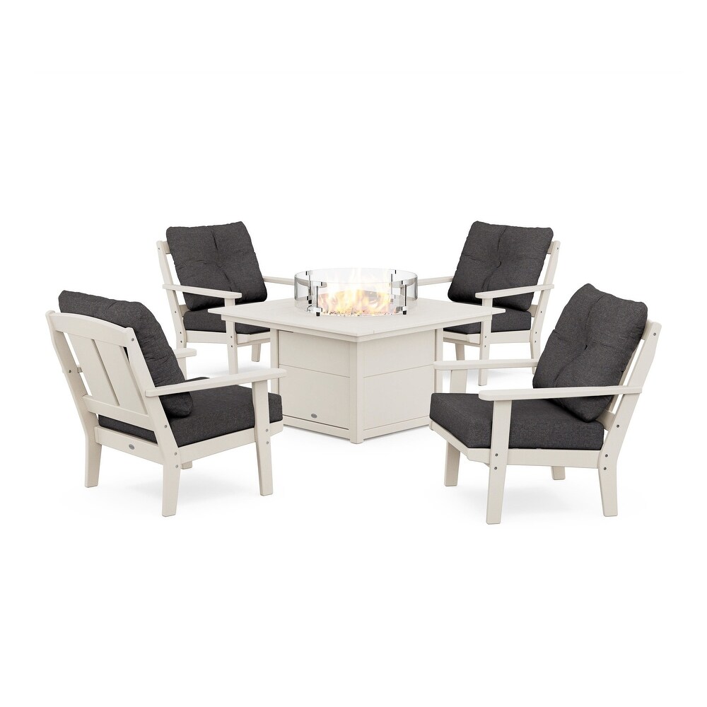 Mission 5 Piece Deep Seating Set with Fire Pit Table