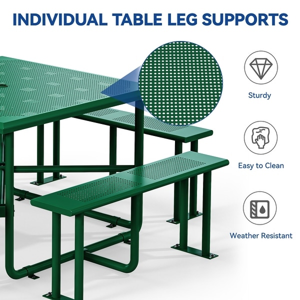 Outdoor 46'' Square Top Picnic Table with Umbrella Hole