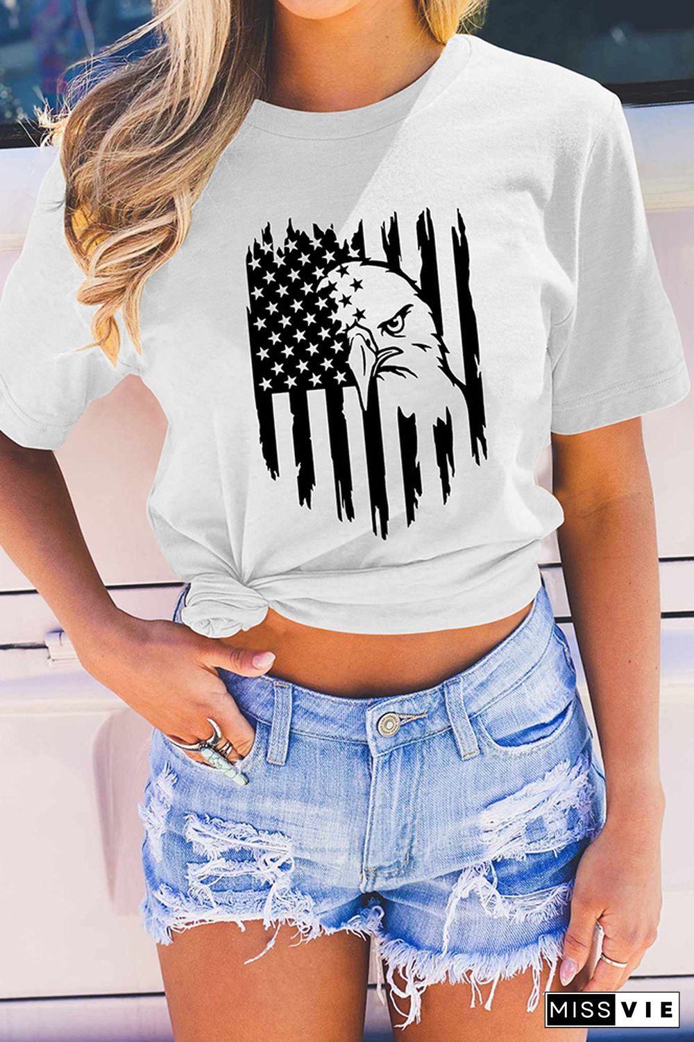 US Flag Print Graphic Tee