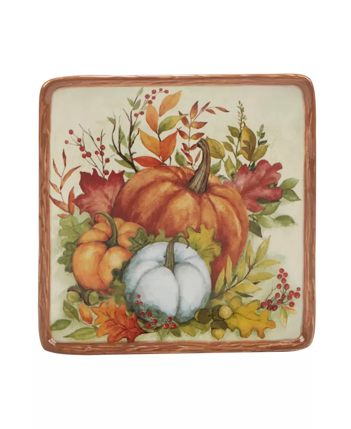 Certified International Harvest Blessings Set of 4 Canape Plates