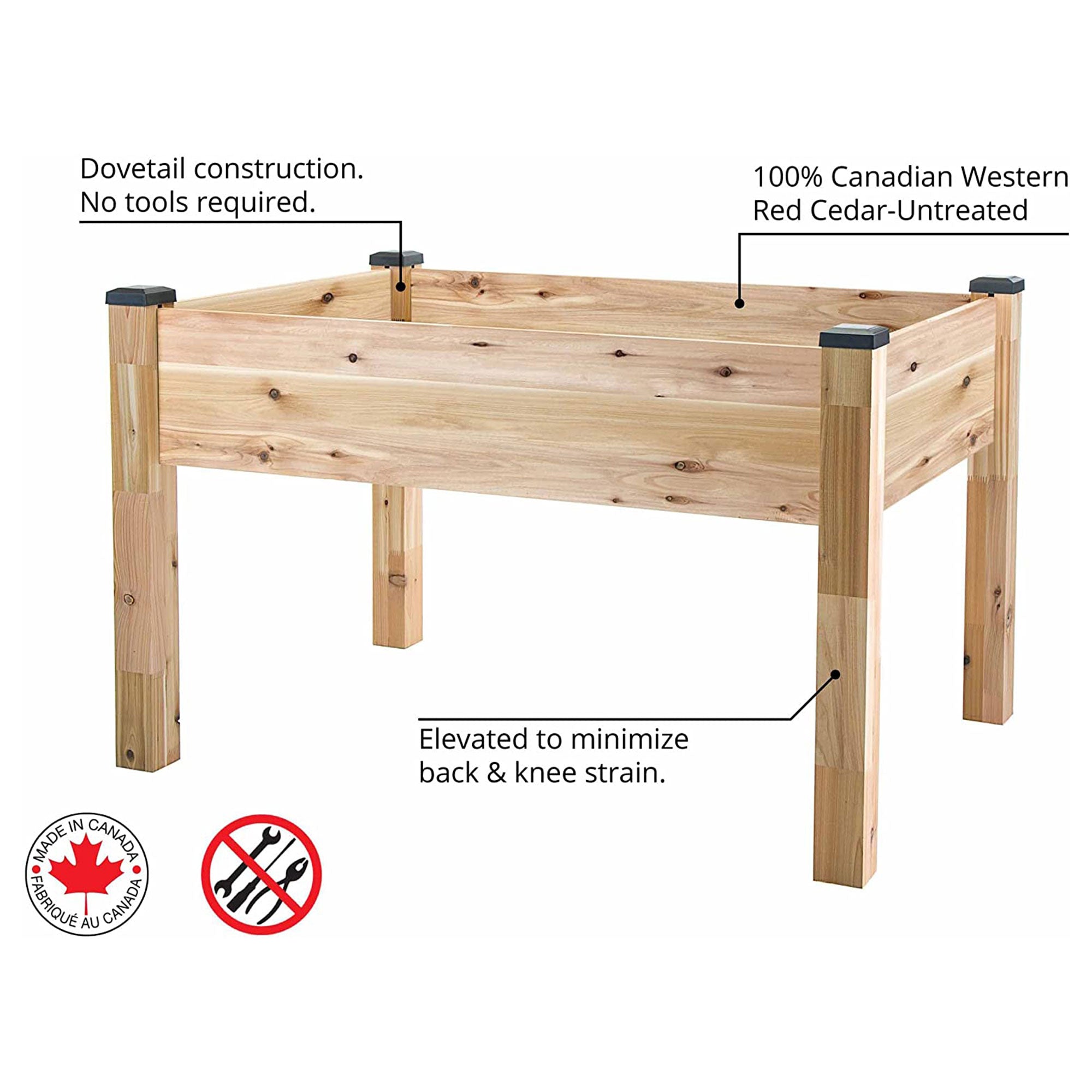 CedarCraft Elevated Cedar Deck Patio Backyard Planter, 34"L x 49"W x 30"H