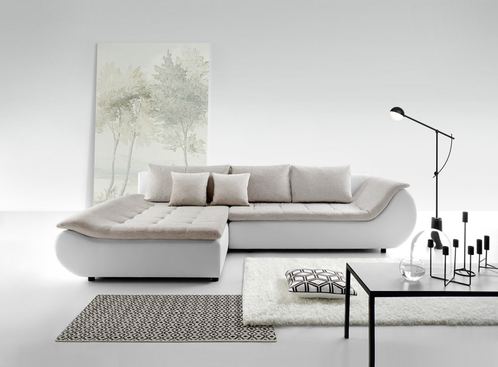 INNA Sectional Sleeper Sofa  White/Sand   Contemporary   Sleeper Sofas   by Table World  Houzz