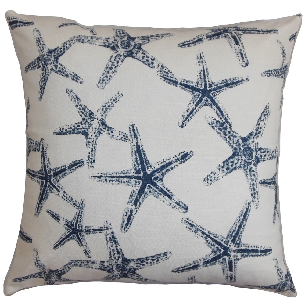 Ilene Coastal Navy Blue Feather Filled 18 inch Throw Pillow