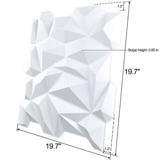 Art3d Diamond Embossed Pattern 19.7 in. x 19.7 in. PVC 3D Wall Panel in White for Interior Decor (12-Panels) A10hd047WTP12