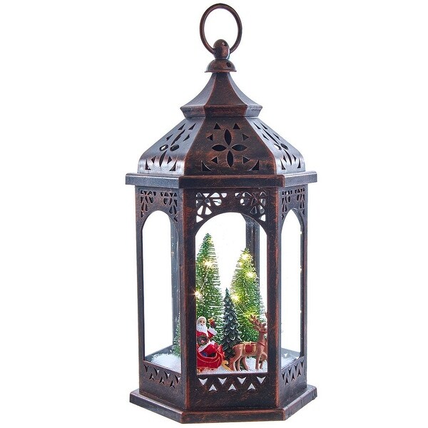 Kurt Adler 13Inch BatteryOperated Lighted Lantern with Santa