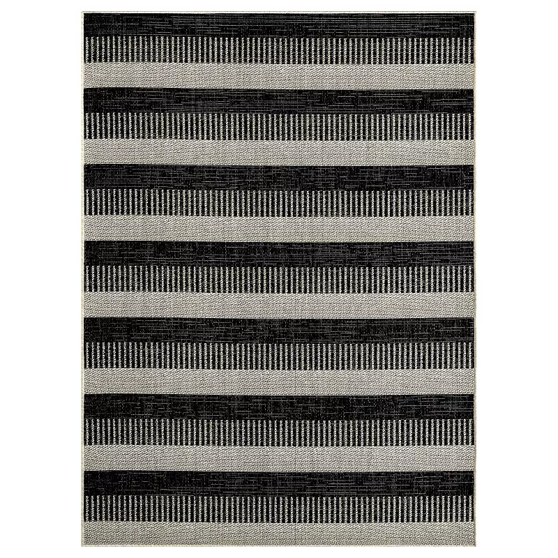 Nicole Miller New York Patio Country Charlotte Modern Stripe Indoor Outdoor Area Rug