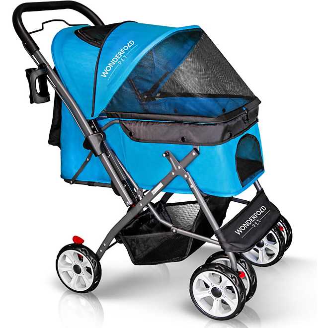 Wonderfold Wagon Folding Pet Stroller with Zipperless Entry and Reversible Handle