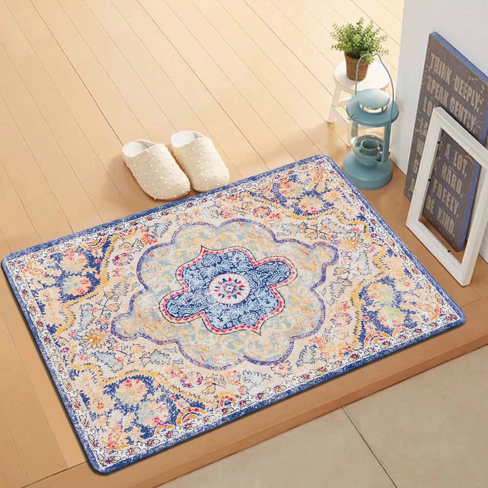 World Rug Gallery Distressed Bohemian Vintage Anti fatigue Standing Mat