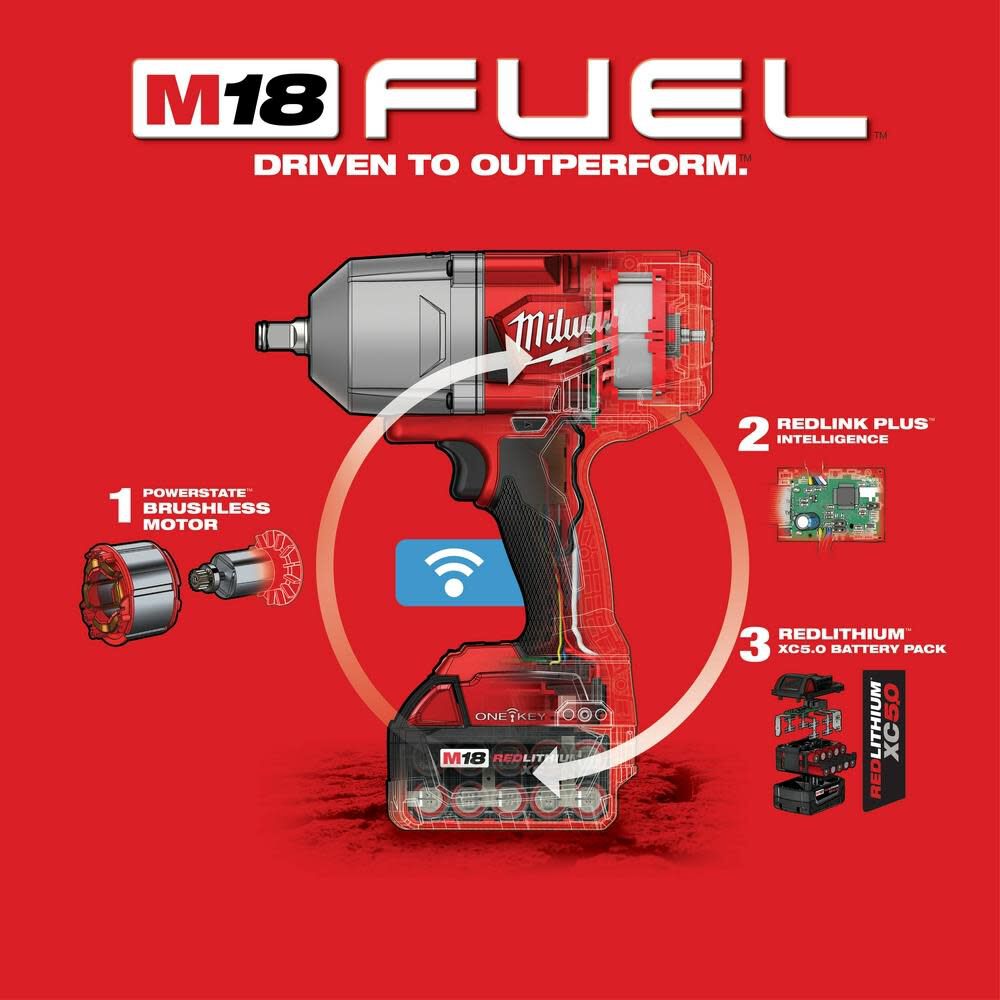 Milwaukee M18 FUEL with ONE-KEY High Torque Impact Wrench 1/2