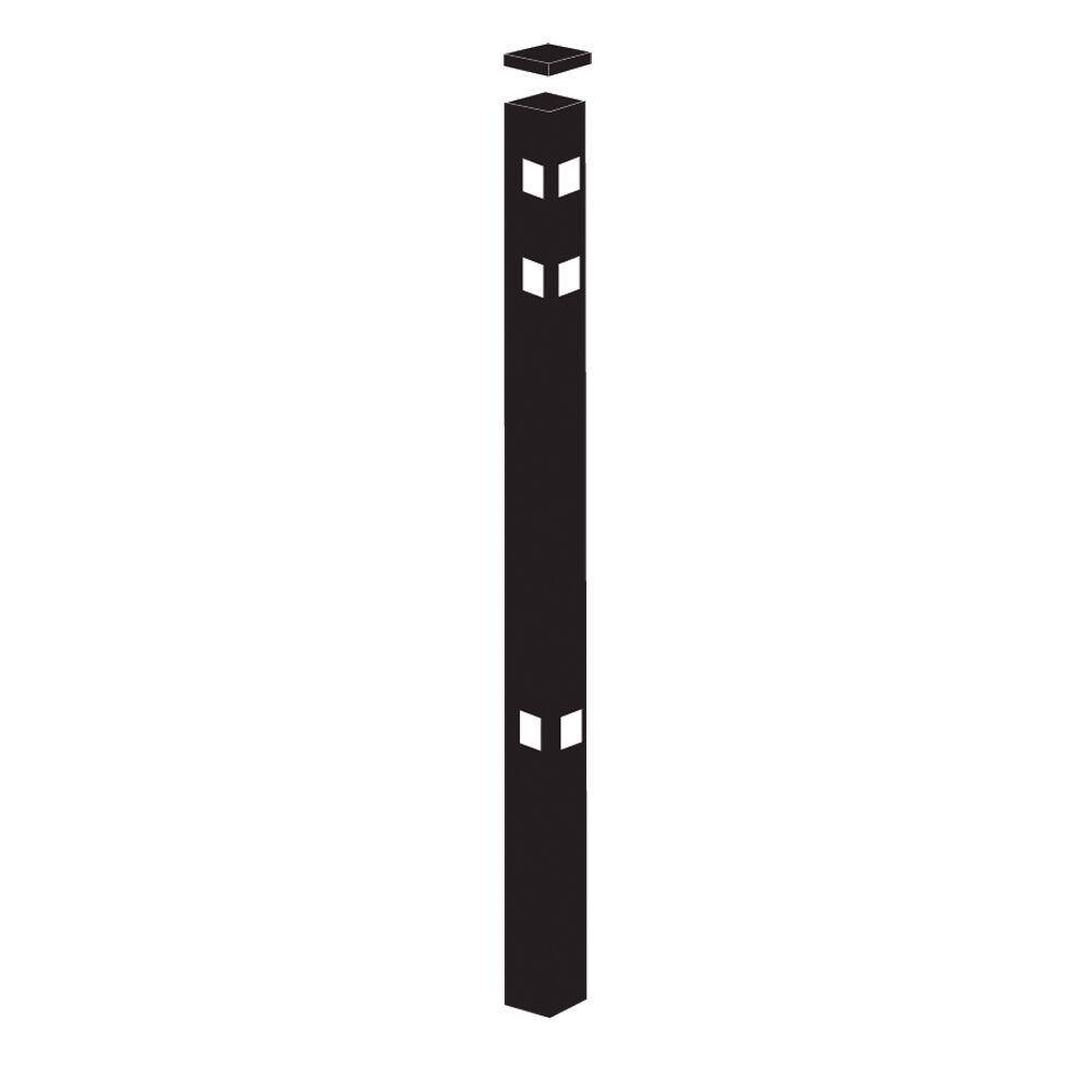 Barrette Outdoor Living 2 in. x 2 in. x 8-78 ft. Cascade Black Standard-Duty Aluminum Fence Corner Post 73002404