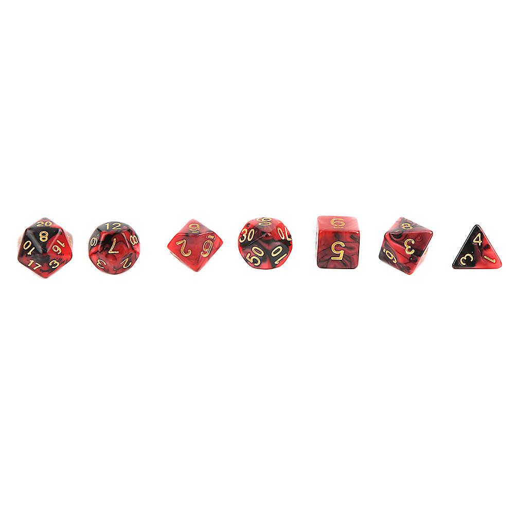 7pcs/set Pmma New Acrylic Material Eco-friendly Durable Double Color Multi Side Board Game Dice For Family Entertainment Leisurered Black