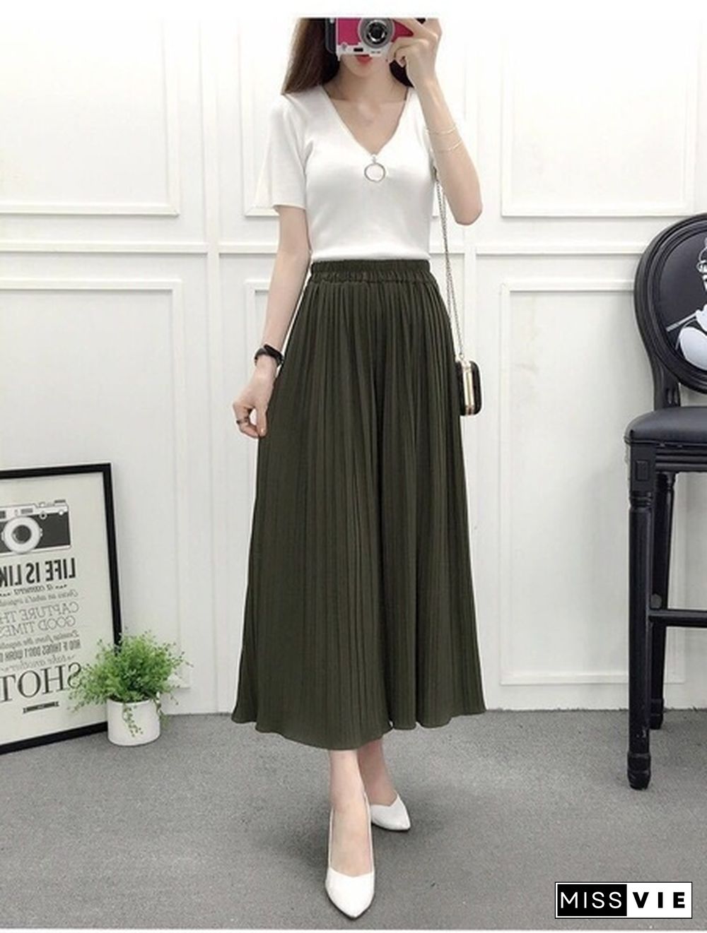 Wide Leg Pants Spring And Summer Models Modal Seven Wide Leg Pants Skirts Loose Large Size Women Home Rejection Pants Trousers