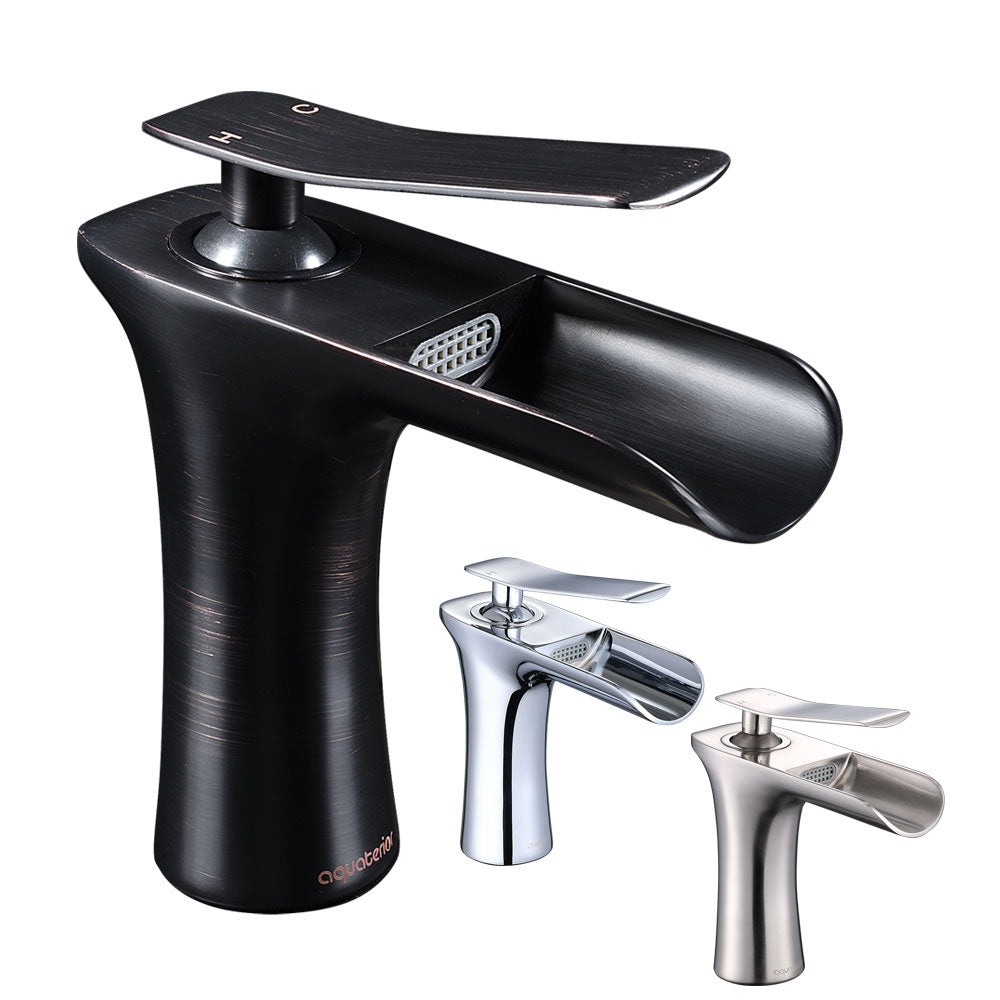 Aquaterior Waterfall Bathroom Sink Faucet 1-Handle Cold & Hot, 6.5