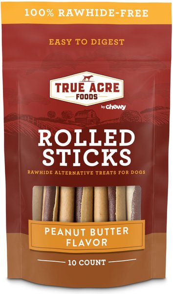 True Acre Foods Rawhide-Free Rolled Sticks Peanut Butter Flavor Dog Treats