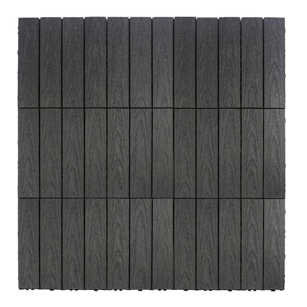 NewTechWood UltraShield Naturale 1 ft. x 1 ft. Quick Deck Outdoor Composite Deck Tile Sample in Hawaiian Charcoal US-QD-ZX-CH-S