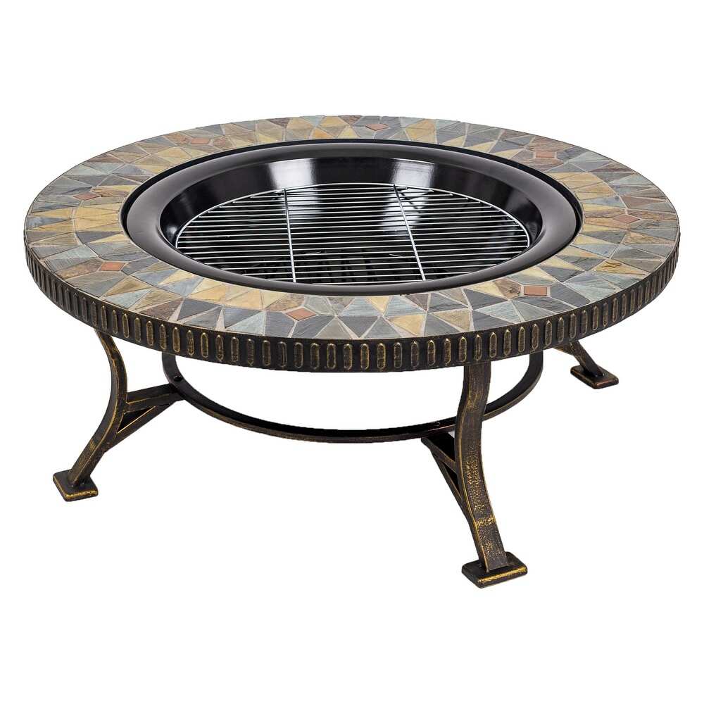 Pleasant Hearth Olivia Slate Top Wood Burning Fire Pit