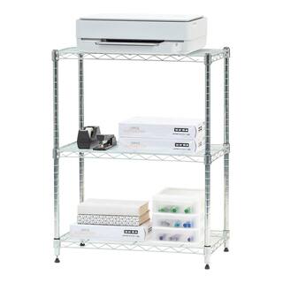 IRIS Chrome 3- Tier Metal Wire Garage Storage Shelving Unit 24- in. W x 30- in. H x 14- in. D 596035