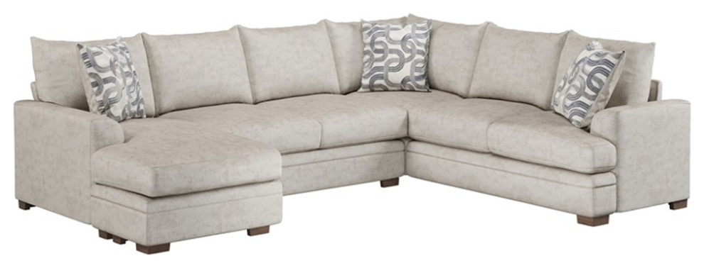 Catania 2 Piece Sectional with Accent Pillows in Cream Finish   Transitional   Sectional Sofas   by Homesquare  Houzz