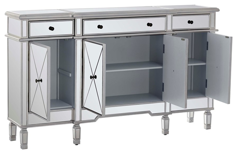 Linon Tally Mirrored Wood Console in Silver   Transitional   Console Tables   by Homesquare  Houzz