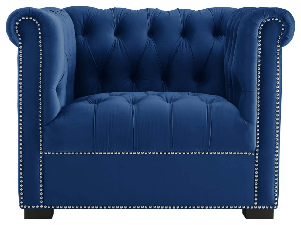 Rohan Midnight Blue Performance Velvet Armchair   Modern   Armchairs And Accent Chairs   by Rustic Home Furniture Deco  Houzz