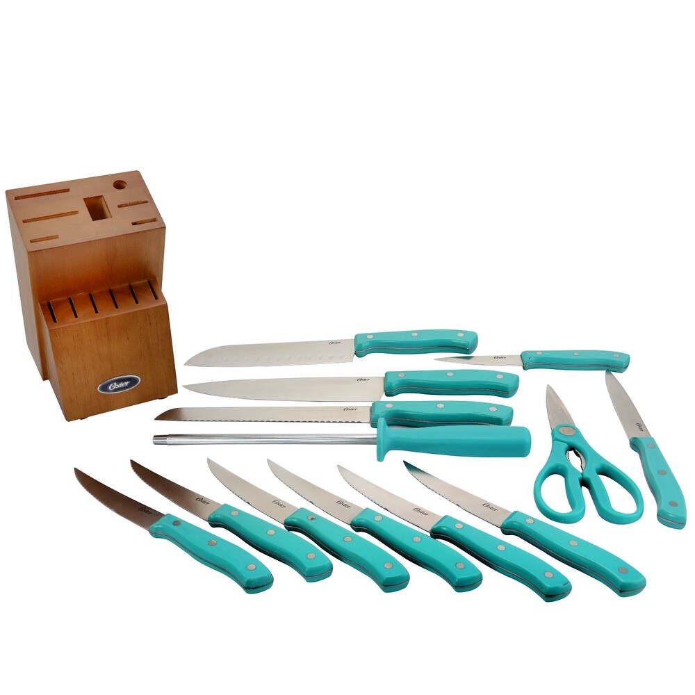 14 Piece Lightweight Stainless Steel Cutlery Set with Teal