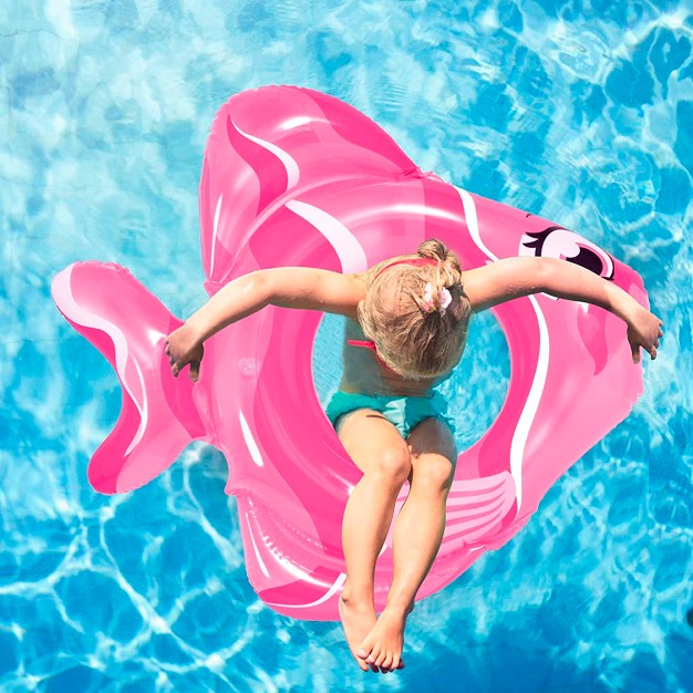 Pink Inflatable Fish Children x27 s Swim Ring Tube Float