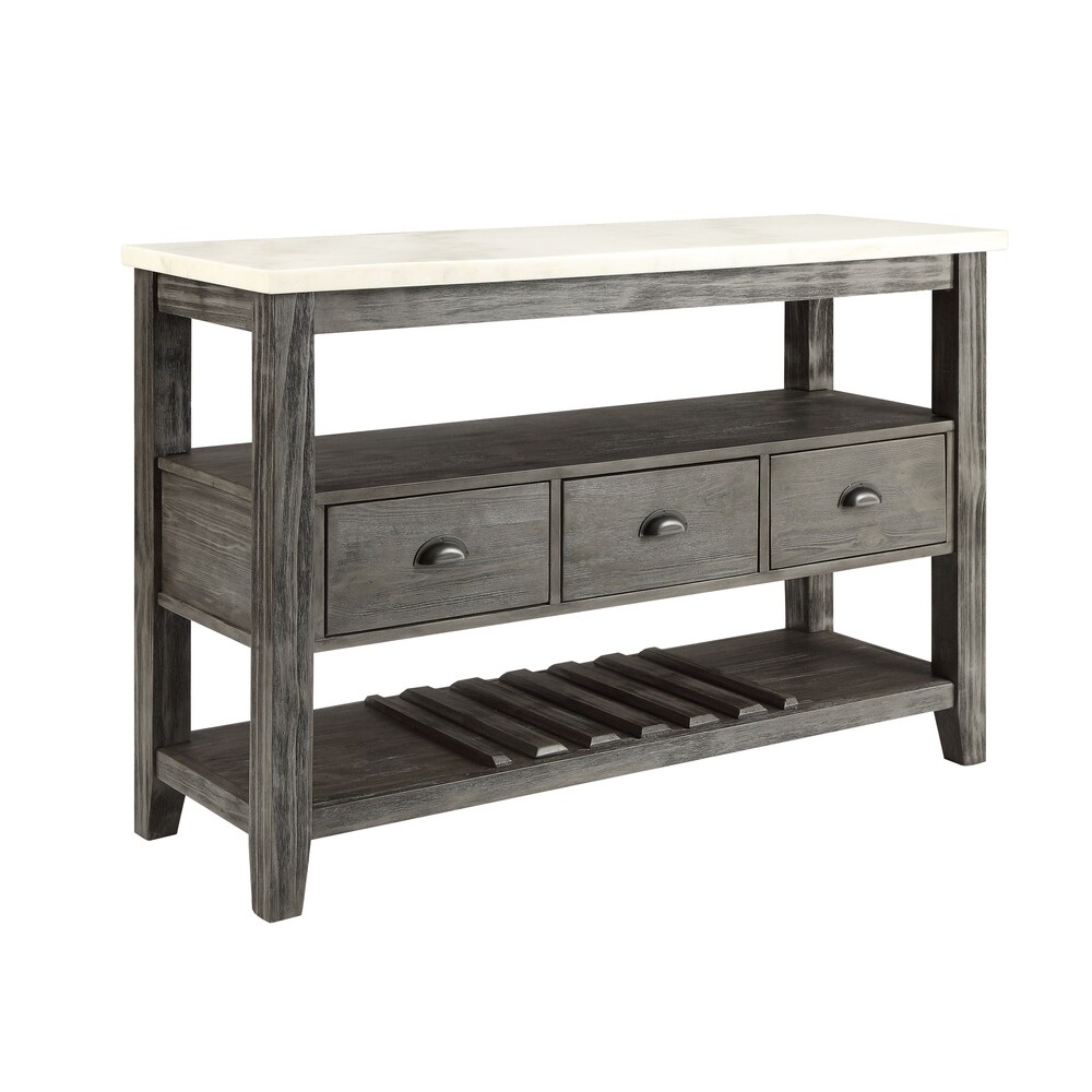 ACME Merel Server in White Marble and Gray Oak