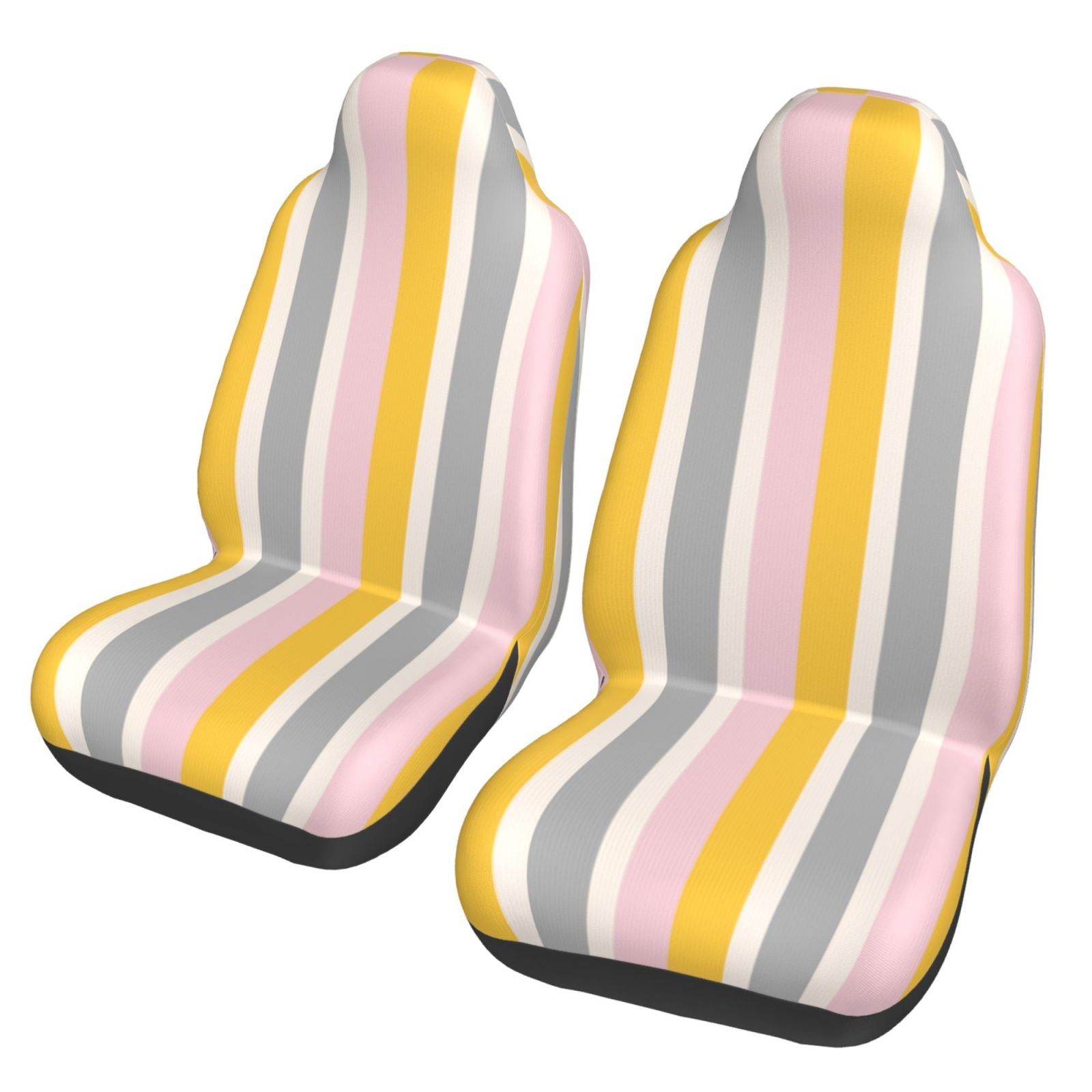 TEQUAN Front Seat Covers， Abstraction Geometric Stripes Pattern 2 Piece Car Seat Cover Fit Most Car SUV Truck Van