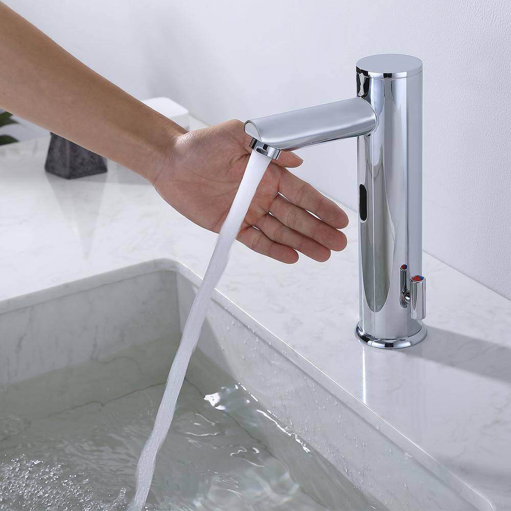 GIVING TREE Mid-Arc Automatic Touchless Single Hole Bathroom Faucet in Chrome HDFFBTSHM-222CH