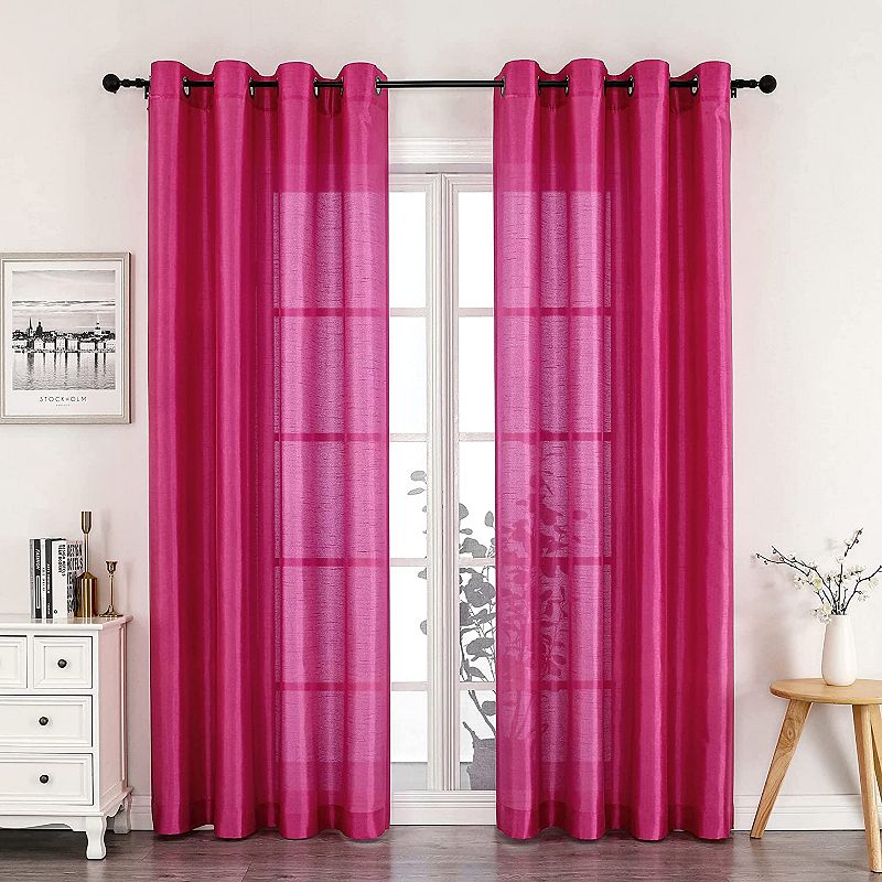 Kate Aurora Home Living 2 Piece Lightweight Basic Sheer Grommet Top Curtain Panels